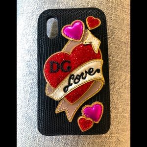 Dolce and Gabbana iPhone 10 leather case  hearts